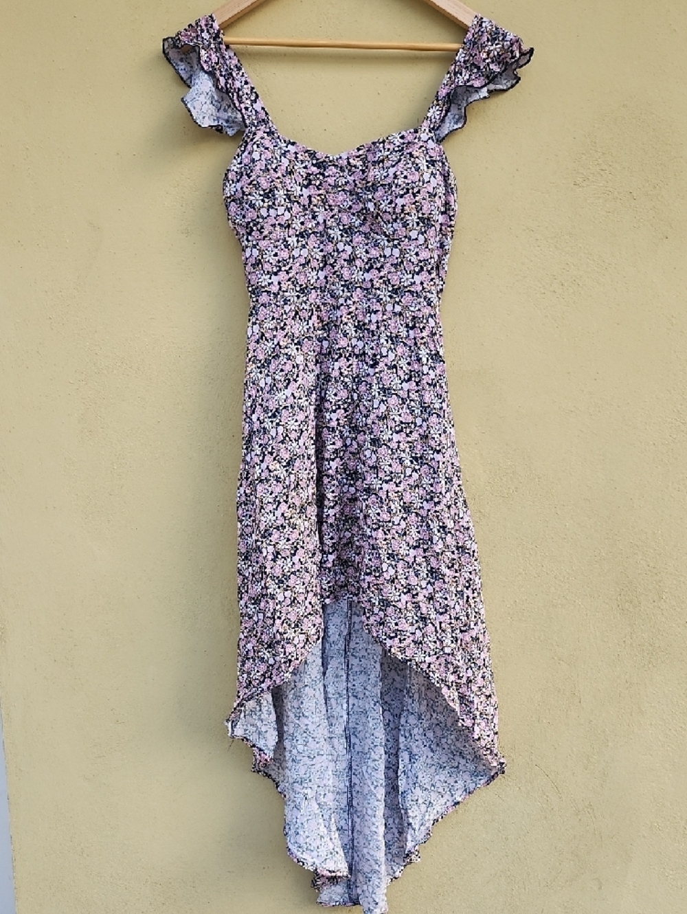 As U Wish Boho Lavender & Navy Floral Asymmetrical Hi-Lo Dress - Picture 14 of 14